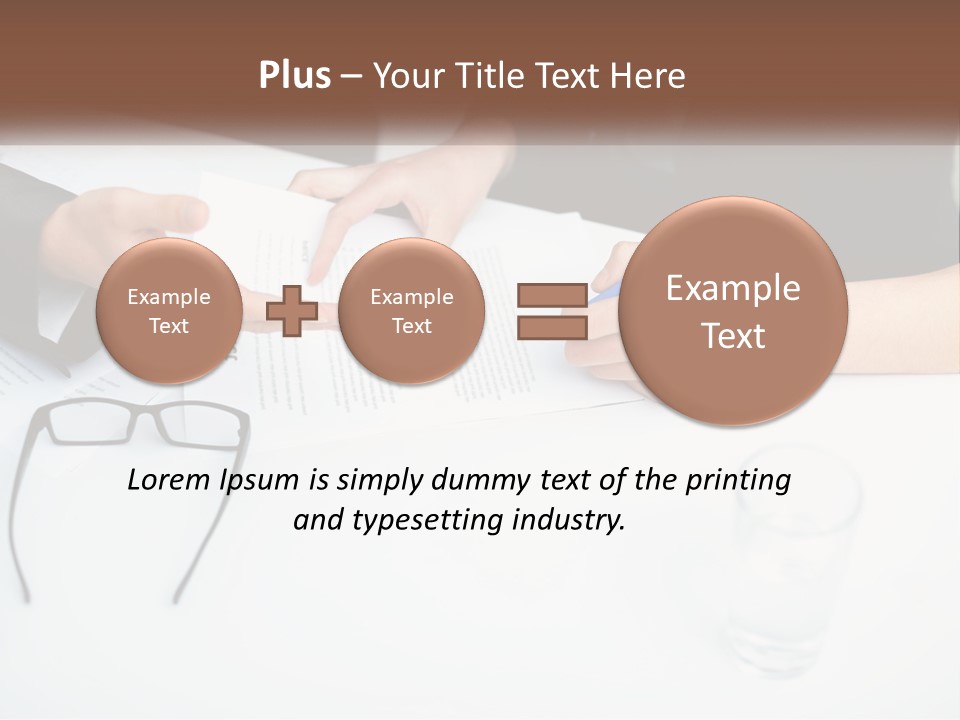 Two People Sitting At A Table Signing Papers PowerPoint Template