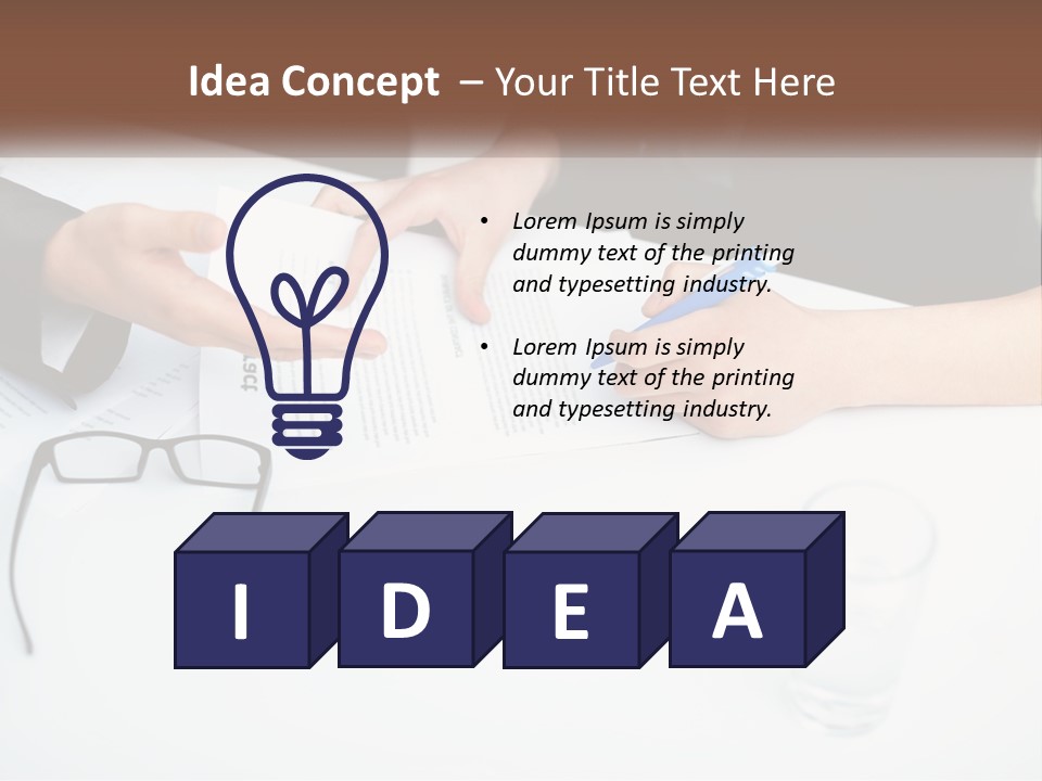 Two People Sitting At A Table Signing Papers PowerPoint Template