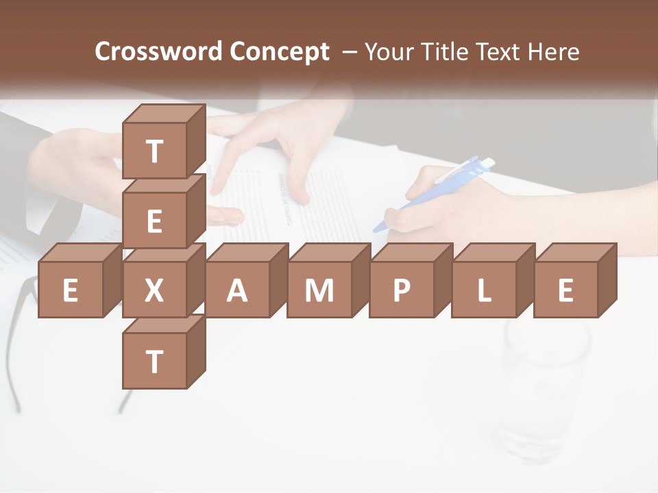 Two People Sitting At A Table Signing Papers PowerPoint Template