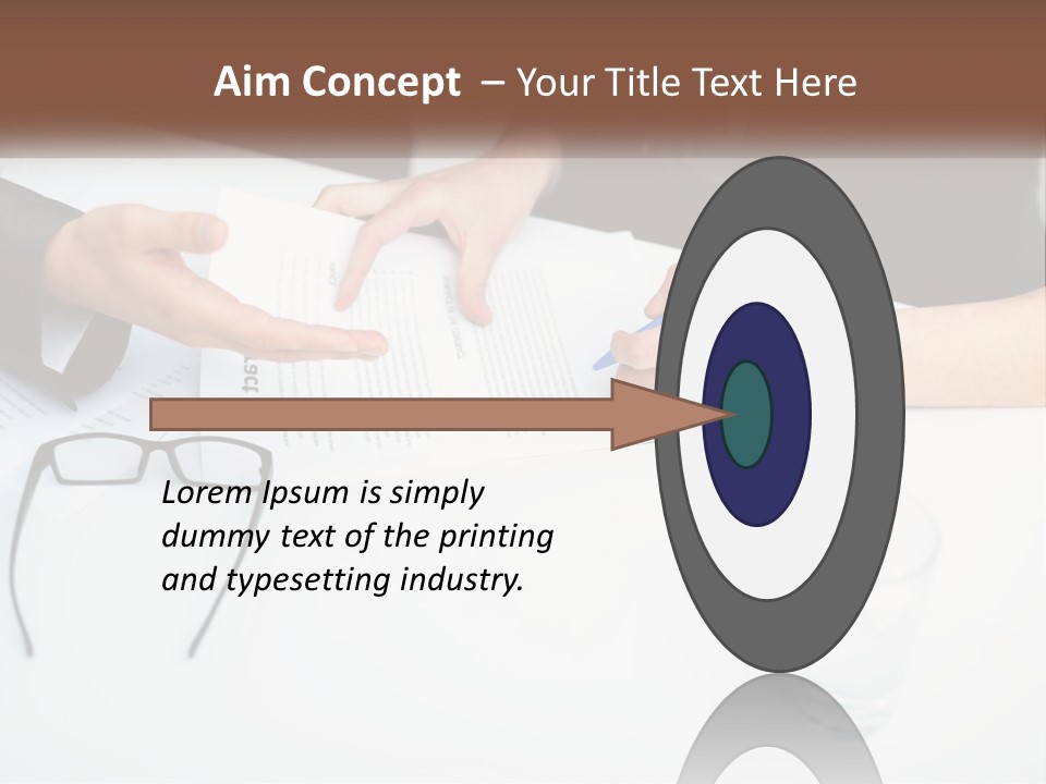 Two People Sitting At A Table Signing Papers PowerPoint Template