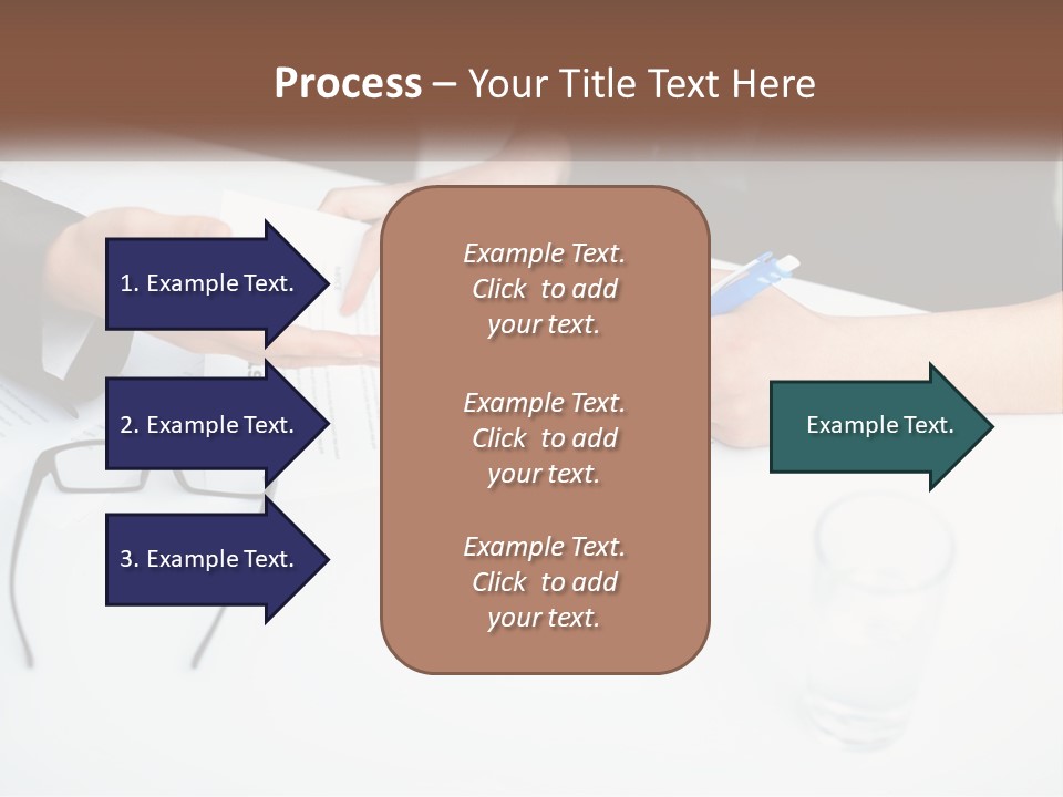 Two People Sitting At A Table Signing Papers PowerPoint Template