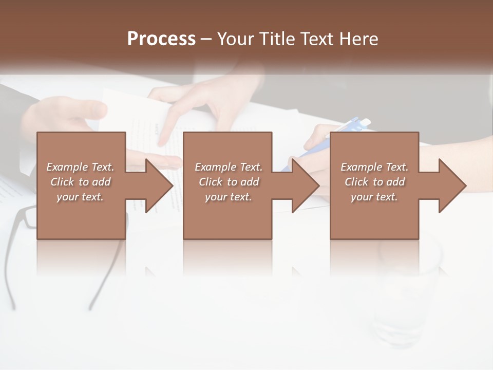 Two People Sitting At A Table Signing Papers PowerPoint Template
