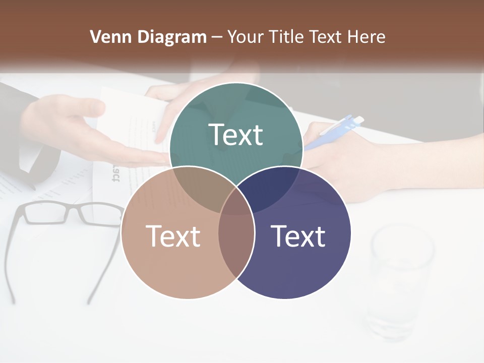 Two People Sitting At A Table Signing Papers PowerPoint Template