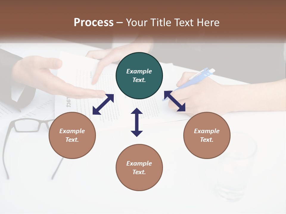 Two People Sitting At A Table Signing Papers PowerPoint Template