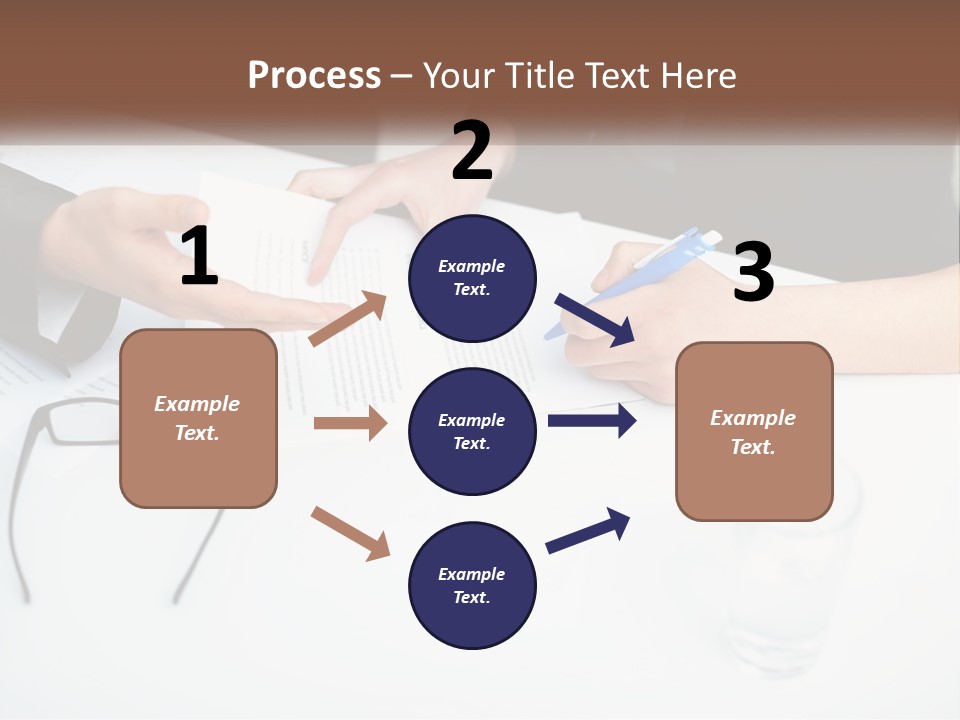 Two People Sitting At A Table Signing Papers PowerPoint Template
