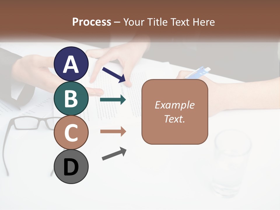 Two People Sitting At A Table Signing Papers PowerPoint Template