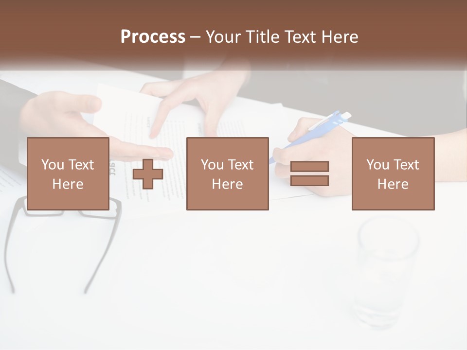 Two People Sitting At A Table Signing Papers PowerPoint Template