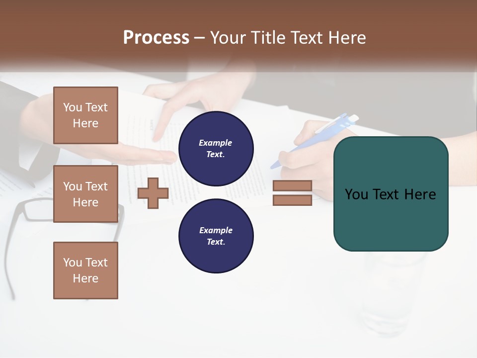 Two People Sitting At A Table Signing Papers PowerPoint Template