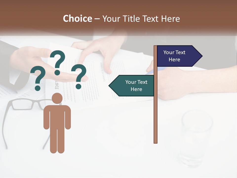 Two People Sitting At A Table Signing Papers PowerPoint Template