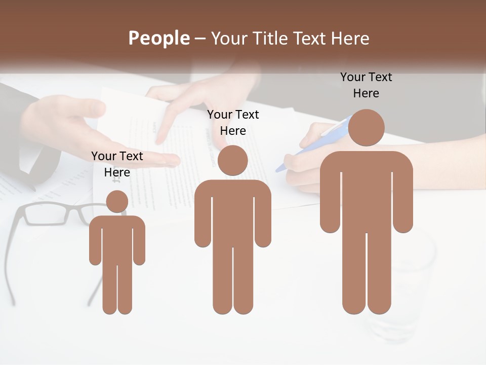 Two People Sitting At A Table Signing Papers PowerPoint Template