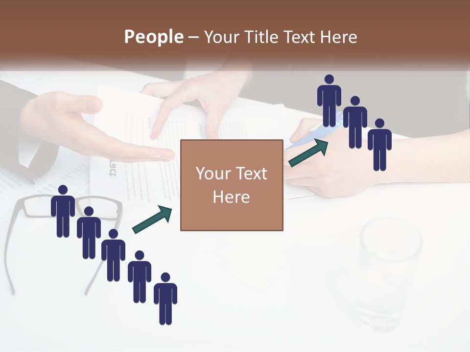 Two People Sitting At A Table Signing Papers PowerPoint Template