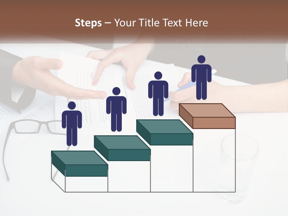 Two People Sitting At A Table Signing Papers PowerPoint Template