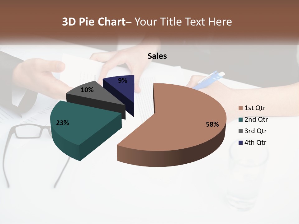 Two People Sitting At A Table Signing Papers PowerPoint Template