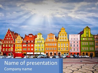 A Group Of Buildings With A Sky Background PowerPoint Template