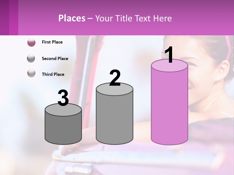 A Woman With Sunglasses Sitting In A Pink Car PowerPoint Template