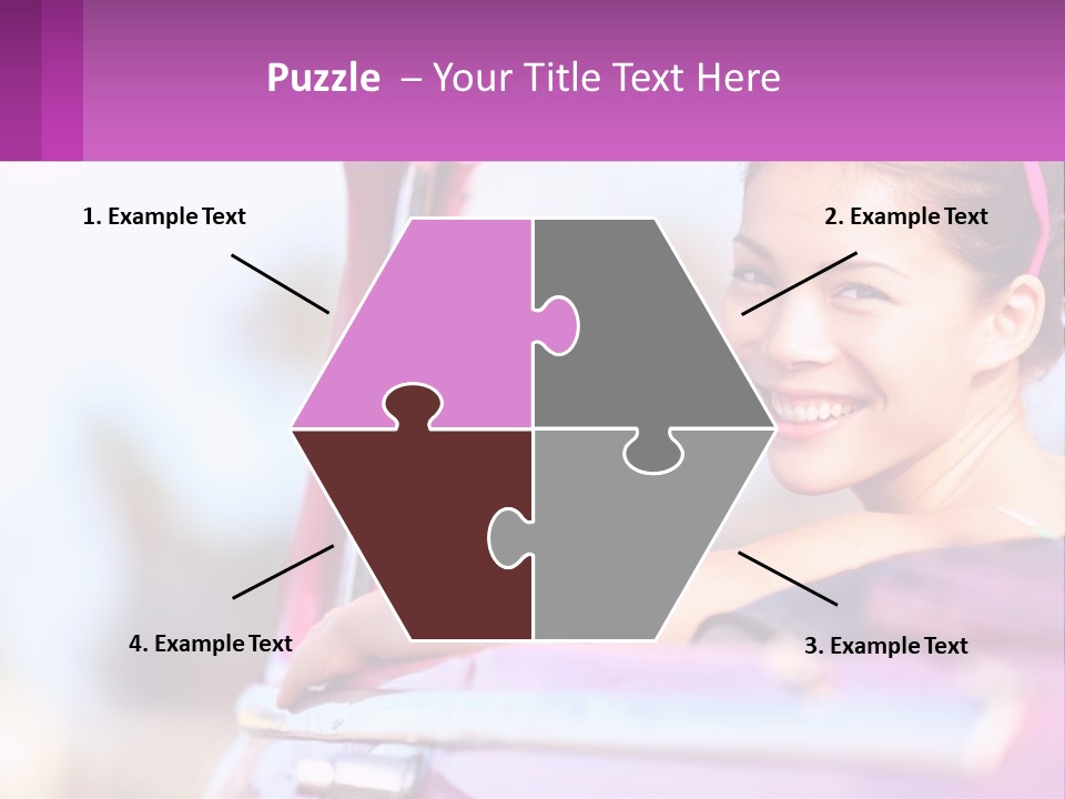 A Woman With Sunglasses Sitting In A Pink Car PowerPoint Template