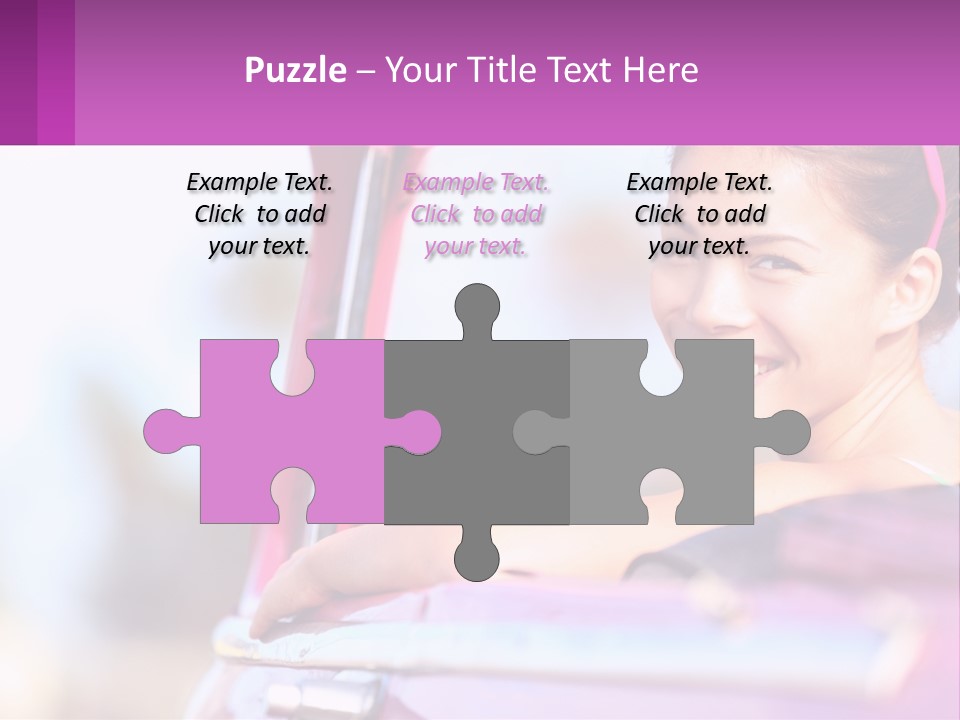 A Woman With Sunglasses Sitting In A Pink Car PowerPoint Template