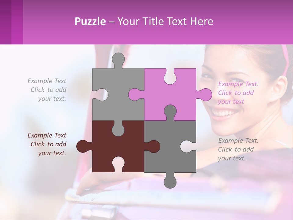 A Woman With Sunglasses Sitting In A Pink Car PowerPoint Template