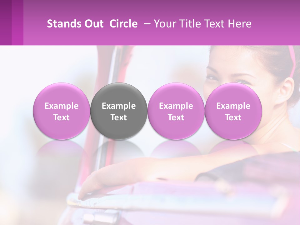 A Woman With Sunglasses Sitting In A Pink Car PowerPoint Template
