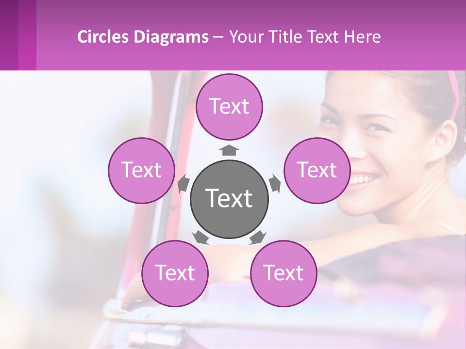 A Woman With Sunglasses Sitting In A Pink Car PowerPoint Template