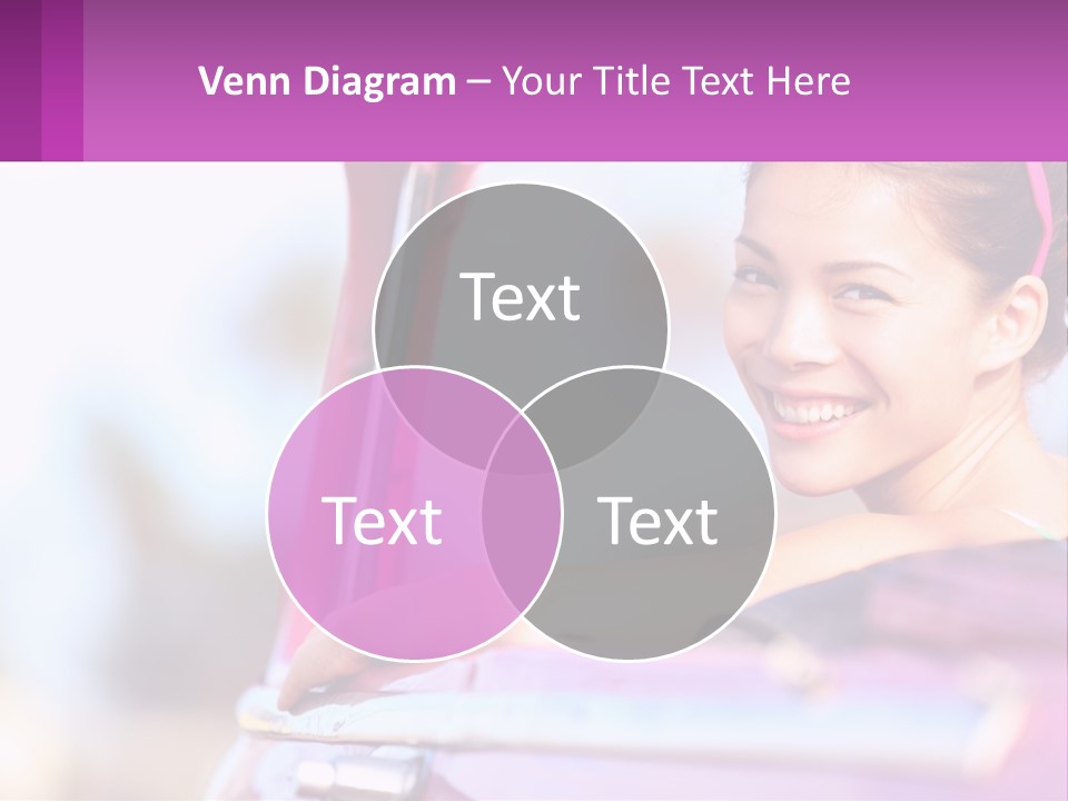 A Woman With Sunglasses Sitting In A Pink Car PowerPoint Template