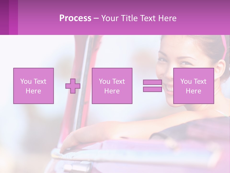 A Woman With Sunglasses Sitting In A Pink Car PowerPoint Template