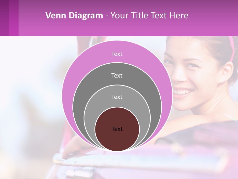 A Woman With Sunglasses Sitting In A Pink Car PowerPoint Template