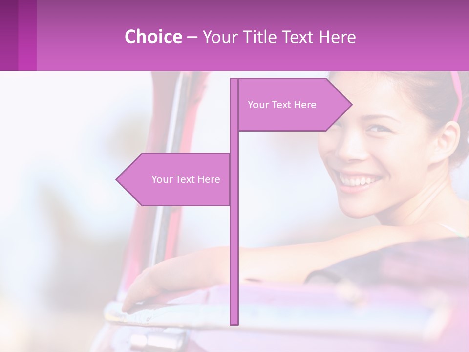 A Woman With Sunglasses Sitting In A Pink Car PowerPoint Template