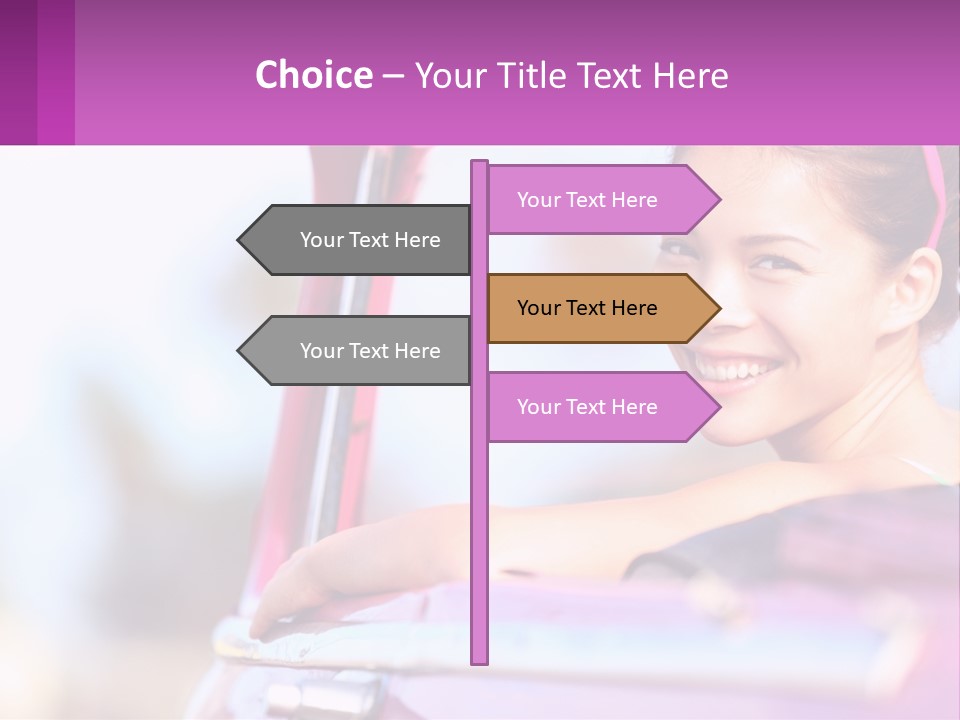 A Woman With Sunglasses Sitting In A Pink Car PowerPoint Template
