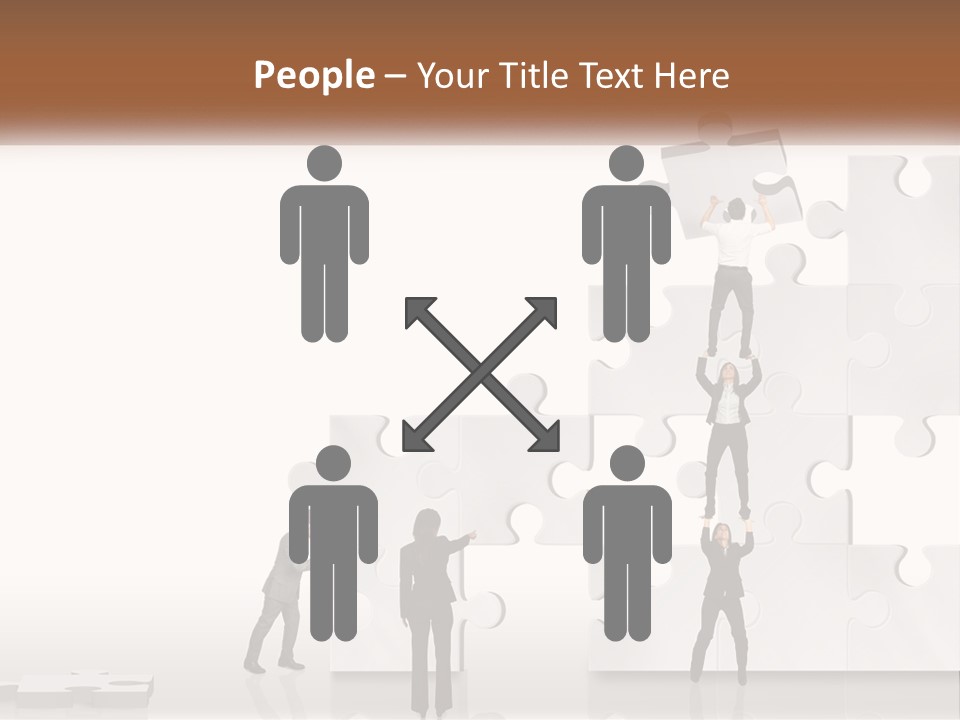 A Group Of People Standing On Top Of A Puzzle Piece PowerPoint Template