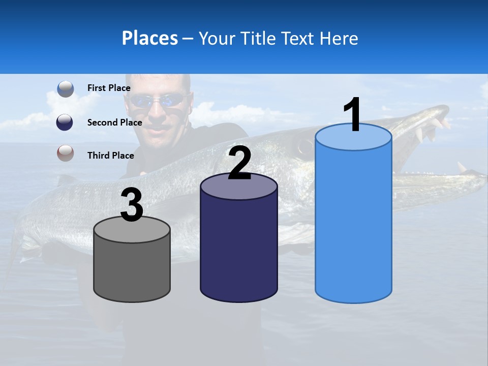 A Man Holding A Large Fish On A Boat PowerPoint Template