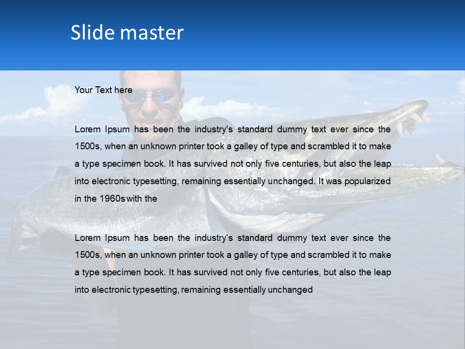 A Man Holding A Large Fish On A Boat PowerPoint Template