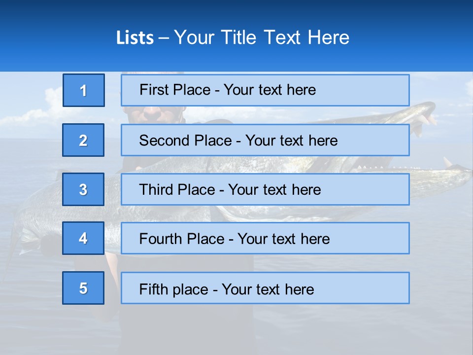 A Man Holding A Large Fish On A Boat PowerPoint Template