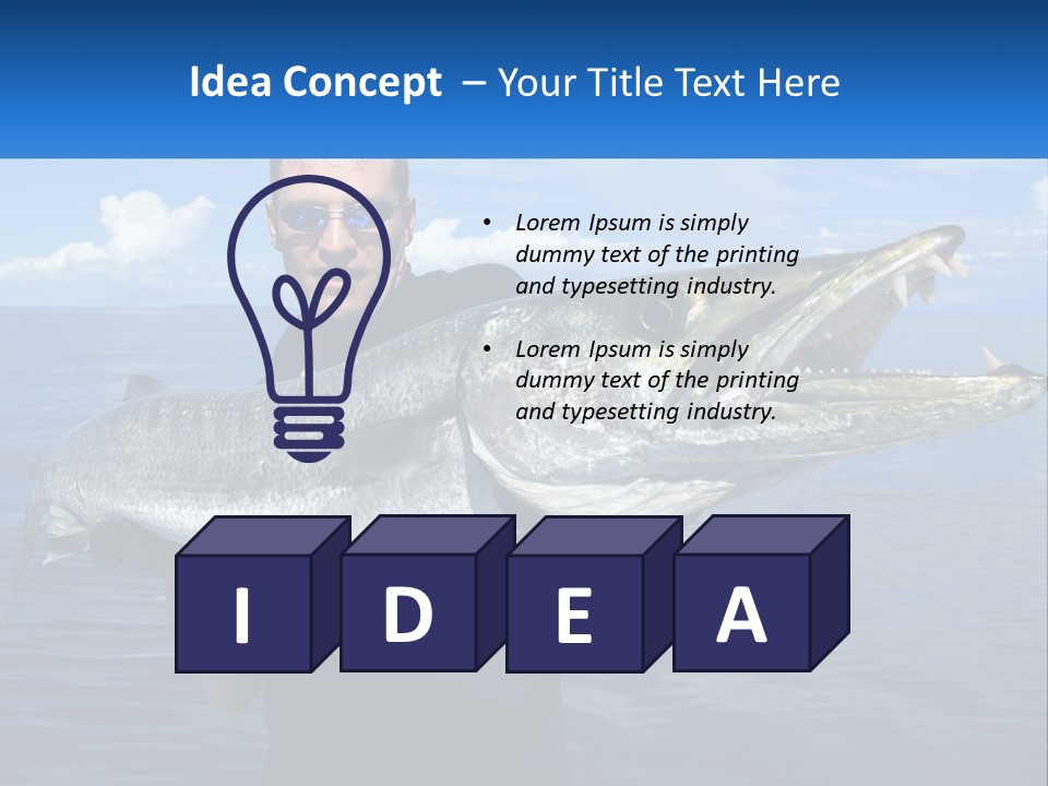 A Man Holding A Large Fish On A Boat PowerPoint Template