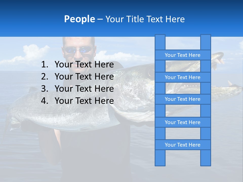 A Man Holding A Large Fish On A Boat PowerPoint Template