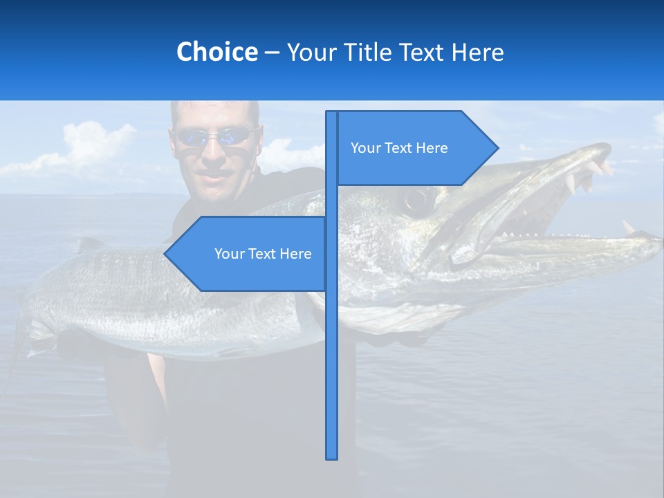 A Man Holding A Large Fish On A Boat PowerPoint Template