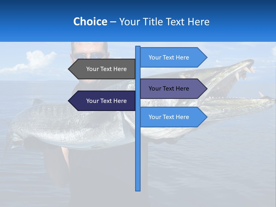 A Man Holding A Large Fish On A Boat PowerPoint Template