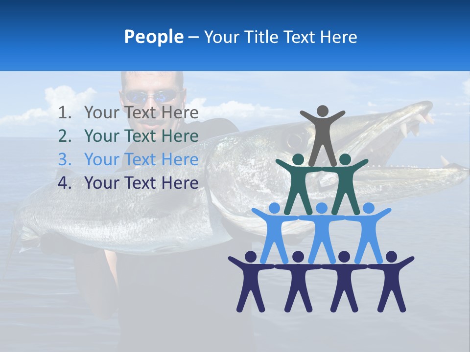 A Man Holding A Large Fish On A Boat PowerPoint Template