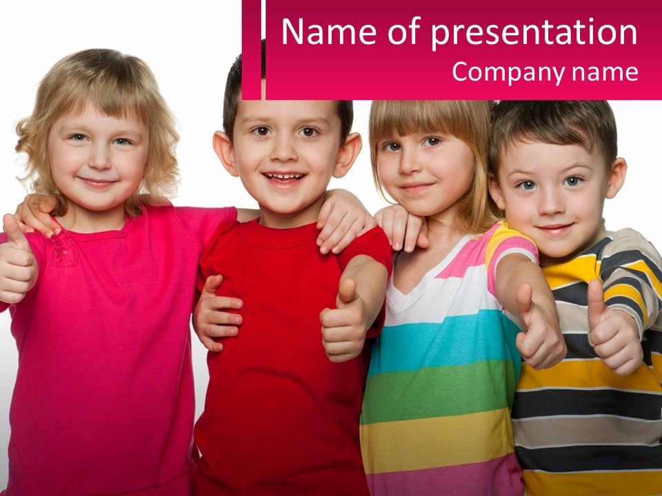 A Group Of Children Standing Next To Each Other PowerPoint Template