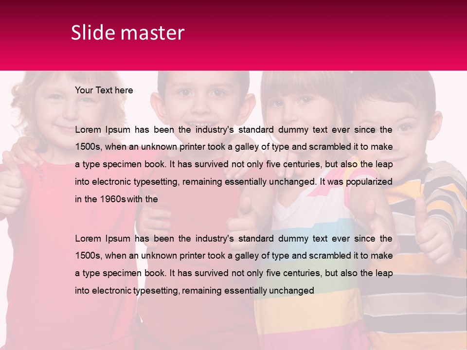 A Group Of Children Standing Next To Each Other PowerPoint Template