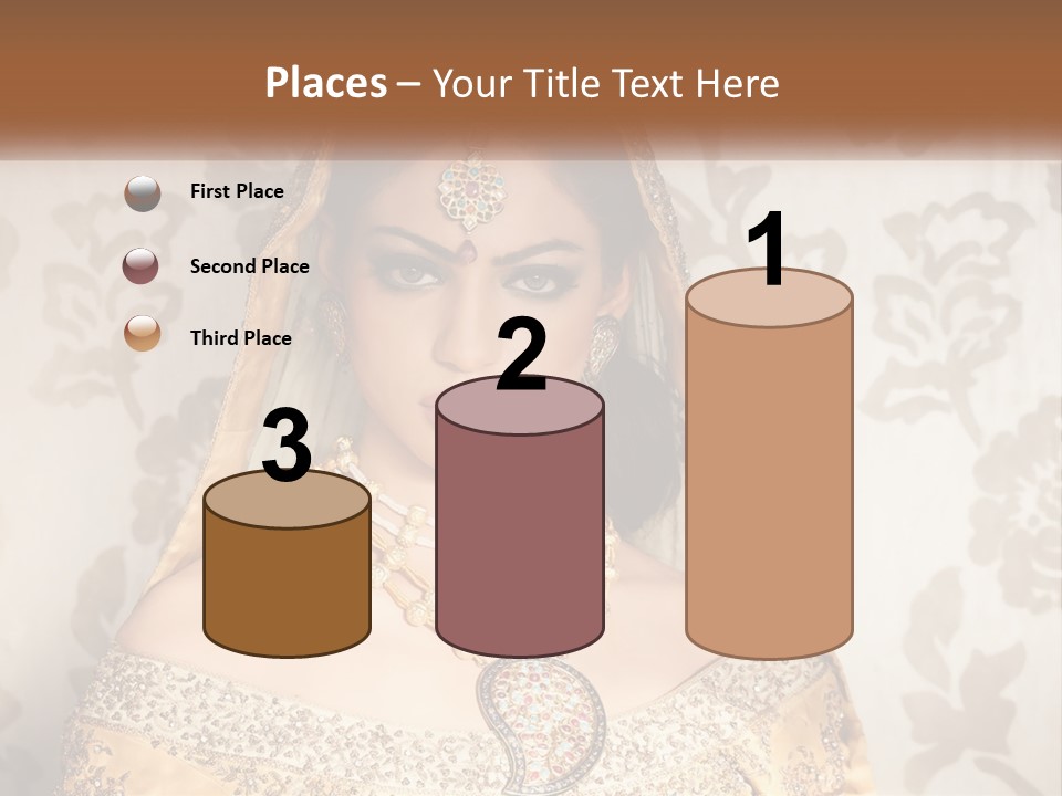 A Beautiful Woman In A Bridal Gown With A Veil On Her Head PowerPoint Template