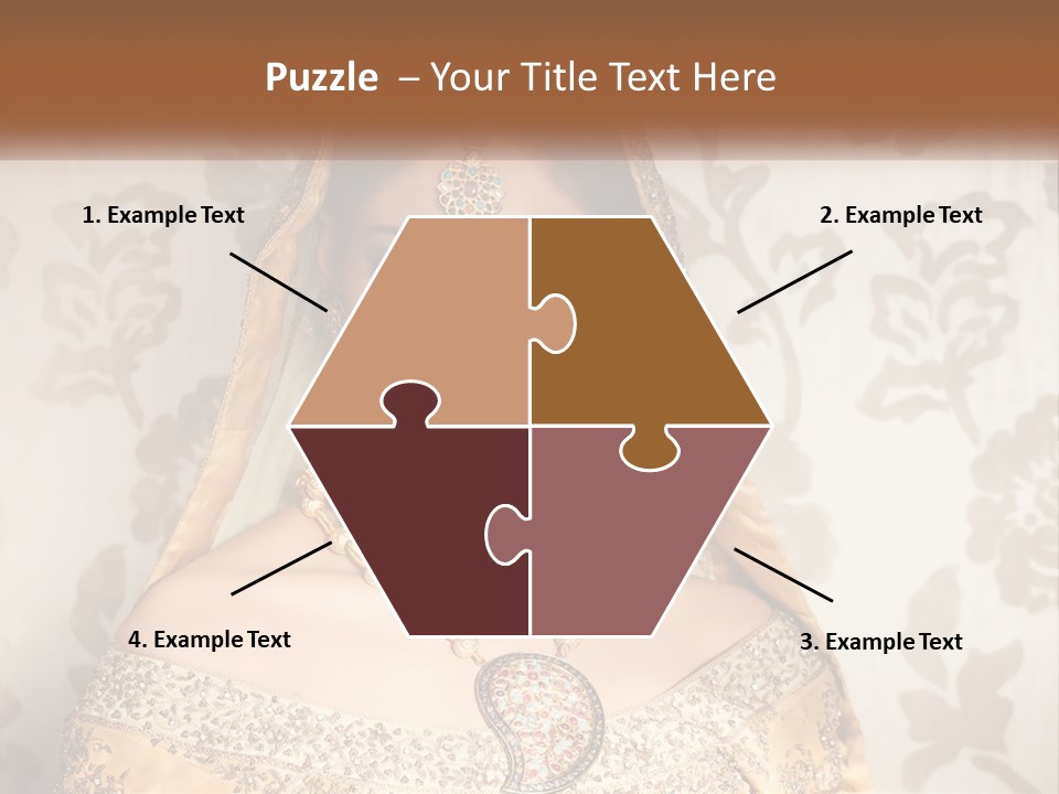 A Beautiful Woman In A Bridal Gown With A Veil On Her Head PowerPoint Template