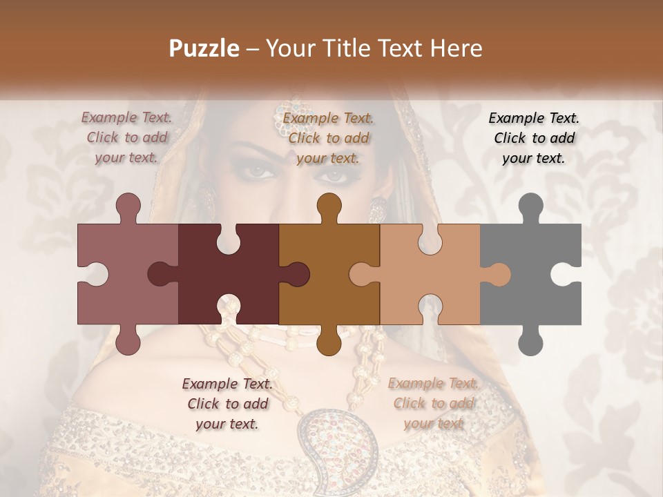 A Beautiful Woman In A Bridal Gown With A Veil On Her Head PowerPoint Template