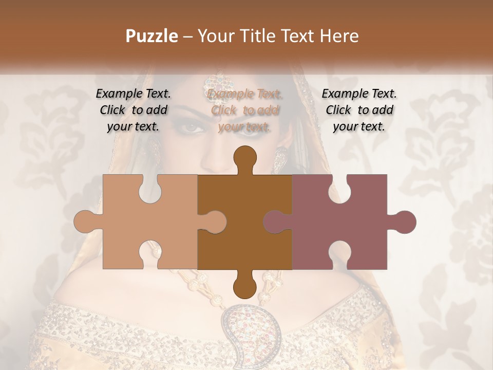 A Beautiful Woman In A Bridal Gown With A Veil On Her Head PowerPoint Template