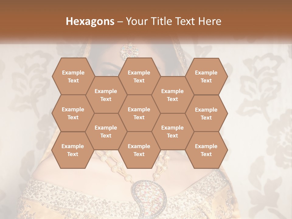 A Beautiful Woman In A Bridal Gown With A Veil On Her Head PowerPoint Template