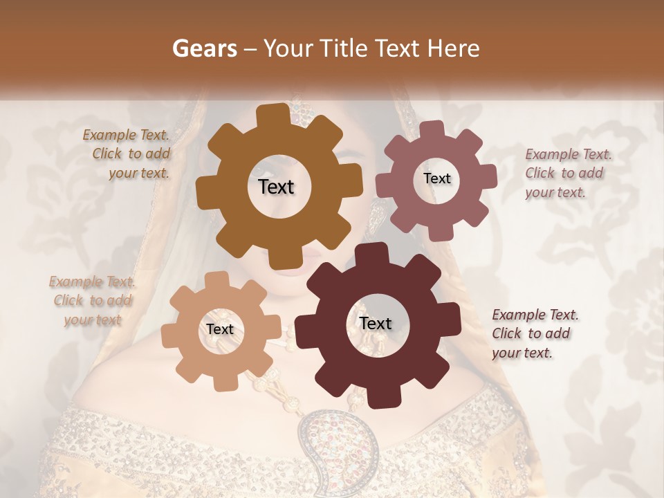 A Beautiful Woman In A Bridal Gown With A Veil On Her Head PowerPoint Template