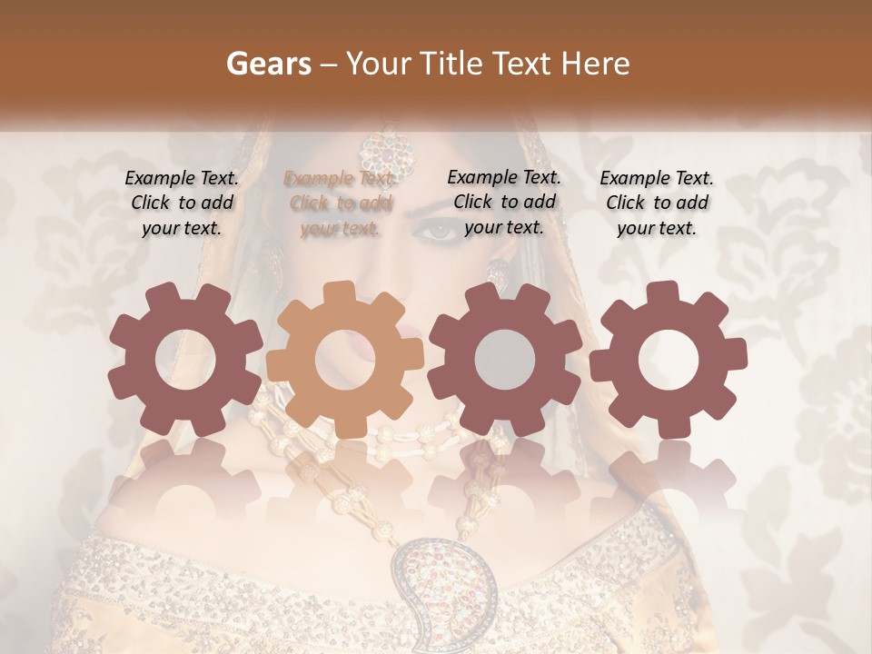 A Beautiful Woman In A Bridal Gown With A Veil On Her Head PowerPoint Template