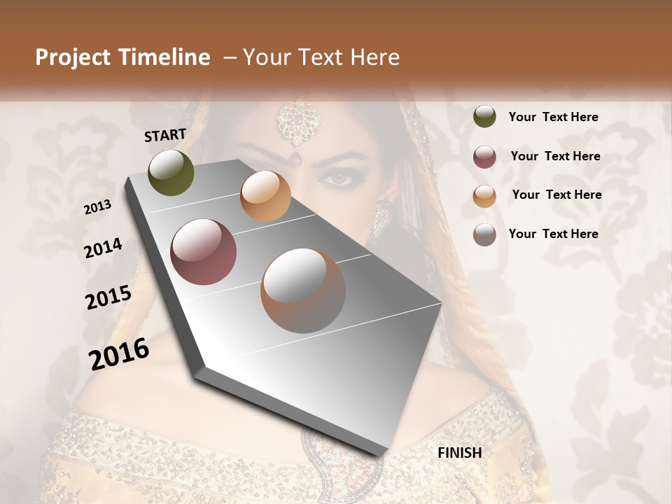 A Beautiful Woman In A Bridal Gown With A Veil On Her Head PowerPoint Template