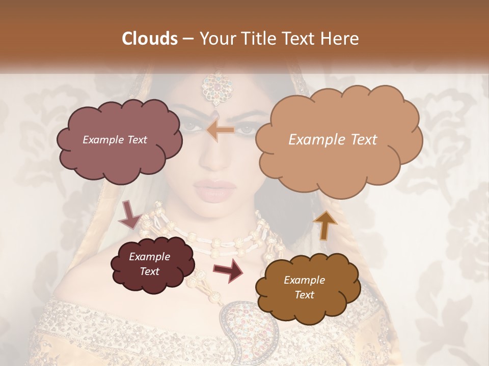 A Beautiful Woman In A Bridal Gown With A Veil On Her Head PowerPoint Template