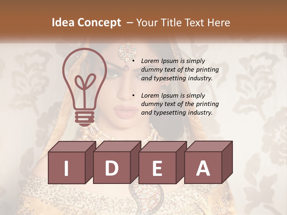 A Beautiful Woman In A Bridal Gown With A Veil On Her Head PowerPoint Template